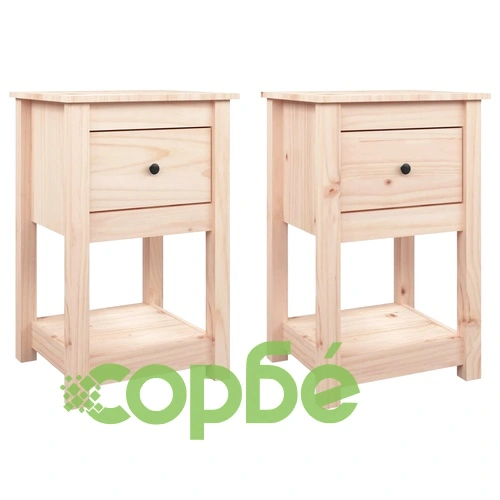 Нощни шкафчета, 2 бр, 40x35x61,5 см, борово дърво масив ➤ топ цена ➤ sorbe.bg