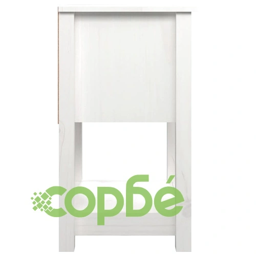 Нощно шкафче, бяло, 40x35x61,5 см, борово дърво масив ➤ топ цена ➤ sorbe.bg