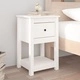 Нощно шкафче, бяло, 40x35x61,5 см, борово дърво масив
