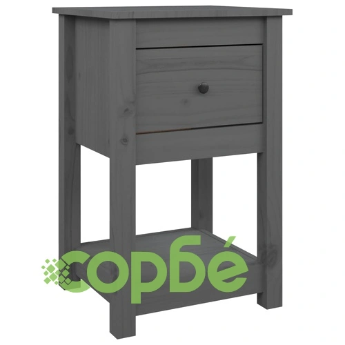 Нощни шкафчета, 2 бр, сиви, 40x35x61,5 см, борово дърво масив ➤ топ цена ➤ sorbe.bg