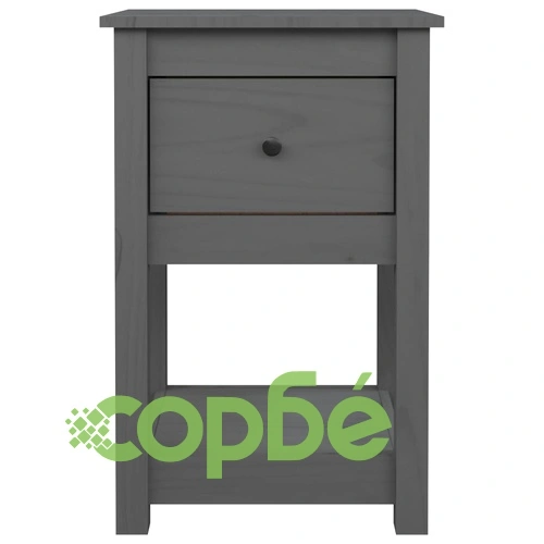 Нощни шкафчета, 2 бр, сиви, 40x35x61,5 см, борово дърво масив ➤ топ цена ➤ sorbe.bg