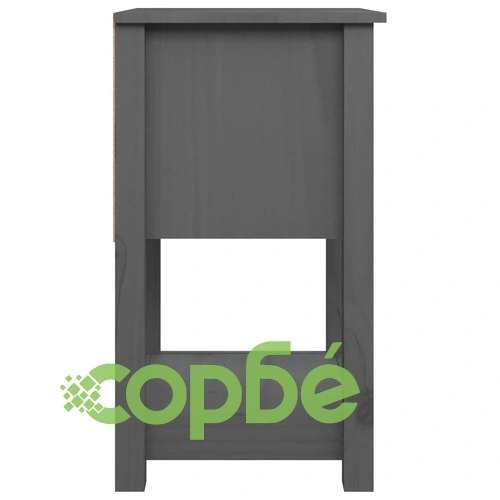 Нощни шкафчета, 2 бр, сиви, 40x35x61,5 см, борово дърво масив ➤ топ цена ➤ sorbe.bg