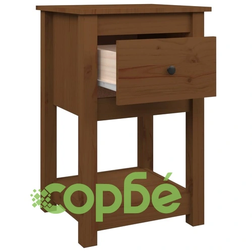 Нощно шкафче, меденокафяво, 40x35x61,5 см, борово дърво масив ➤ топ цена ➤ sorbe.bg