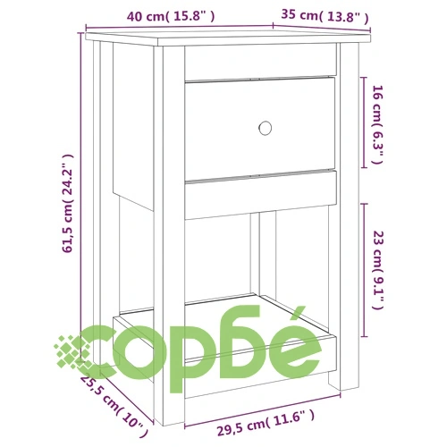Нощно шкафче, меденокафяво, 40x35x61,5 см, борово дърво масив ➤ топ цена ➤ sorbe.bg
