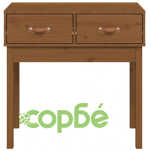 Конзолна маса, меденокафява, 76,5x40x75 см, борово дърво масив ➤ топ цена ➤ sorbe.bg