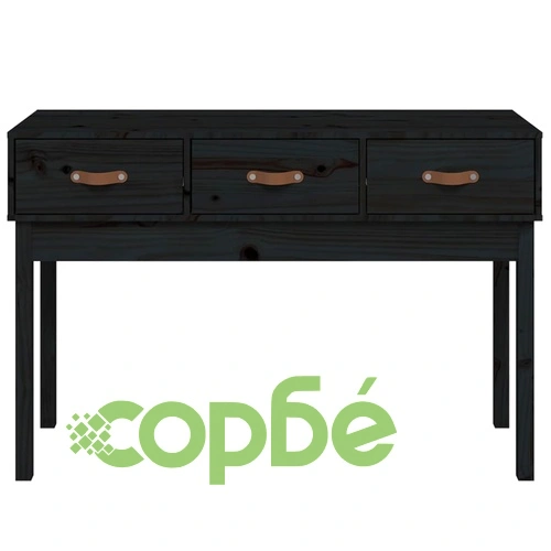 Конзолна маса черно 114x40x75 см борово дърво масив ➤ топ цена ➤ sorbe.bg