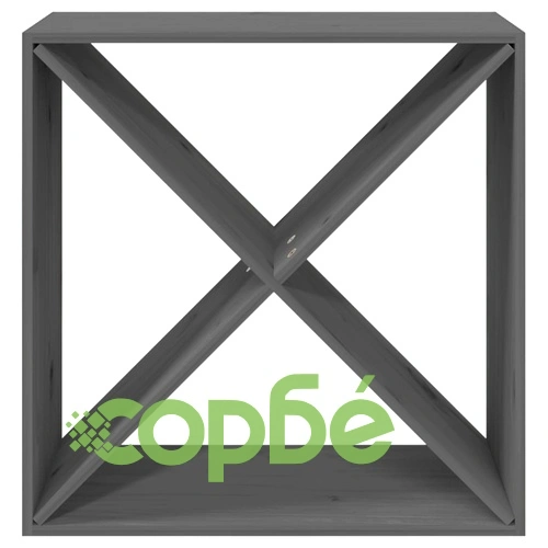 Шкаф за вино, сив, 62x25x62 см, борово дърво масив ➤ топ цена ➤ sorbe.bg