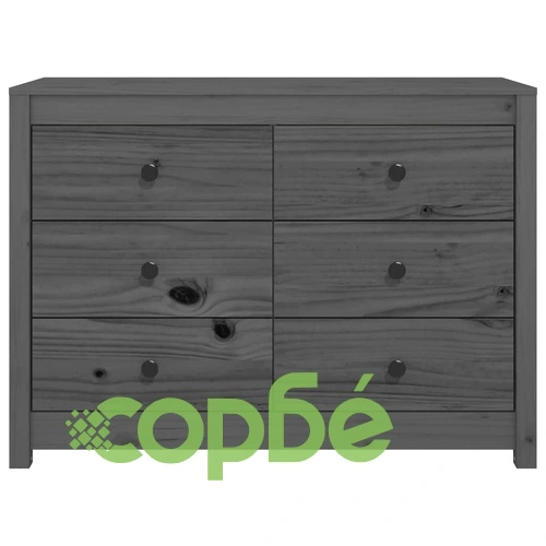 Страничен шкаф сив 100x40x72 см борово дърво масив ➤ топ цена ➤ sorbe.bg
