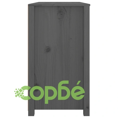 Страничен шкаф сив 100x40x72 см борово дърво масив ➤ топ цена ➤ sorbe.bg