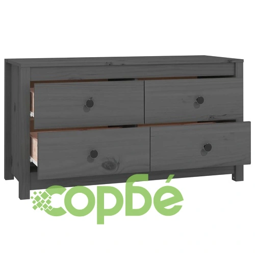 Страничен шкаф сив 100x40x54 см борово дърво масив ➤ топ цена ➤ sorbe.bg