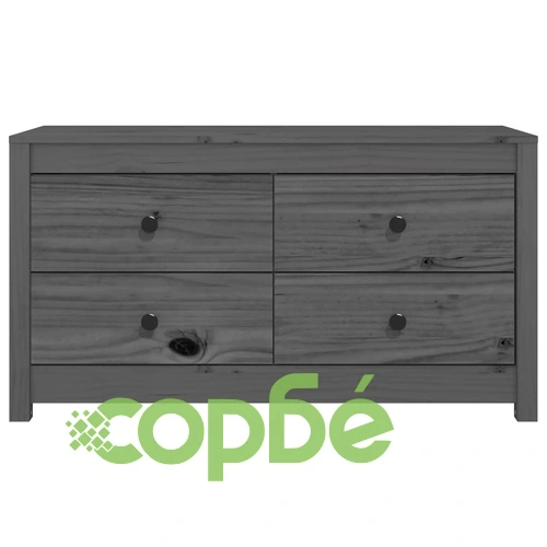 Страничен шкаф сив 100x40x54 см борово дърво масив ➤ топ цена ➤ sorbe.bg