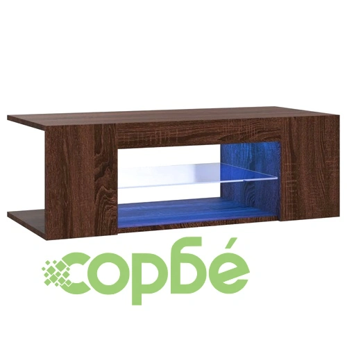 ТВ шкаф с LED осветление, кафяв дъб, 90x39x30 см ➤ топ цена ➤ sorbe.bg