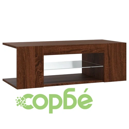 ТВ шкаф с LED осветление, кафяв дъб, 90x39x30 см ➤ топ цена ➤ sorbe.bg