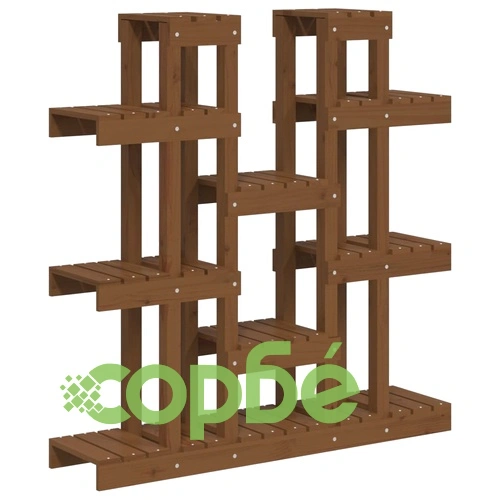 Поставка за цветя, меденокафява, 104,5x25x109,5 см, бор масив ➤ топ цена ➤ sorbe.bg