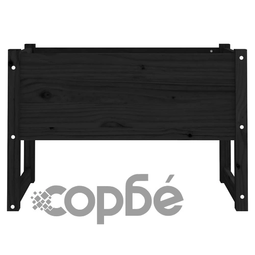 Плантер, черен, 78x40x52 см, борово дърво масив ➤ топ цена ➤ sorbe.bg