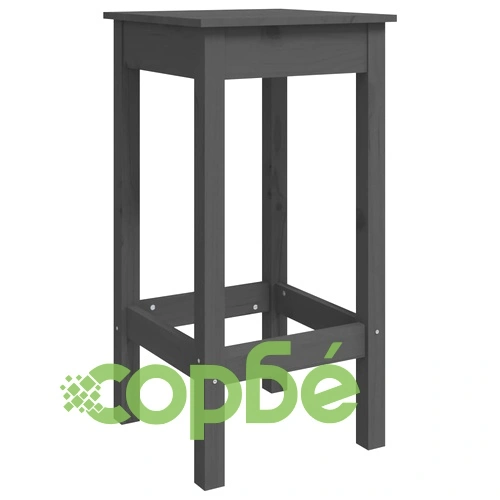 Бар столове 2 бр сиво 40x40x78 см борово дърво масив ➤ топ цена ➤ sorbe.bg