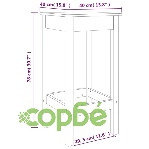 Бар столове 2 бр сиво 40x40x78 см борово дърво масив ➤ топ цена ➤ sorbe.bg