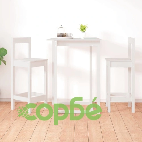 Бар столове 2 бр бели 40x41,5x112 см борово дърво масив ➤ топ цена ➤ sorbe.bg