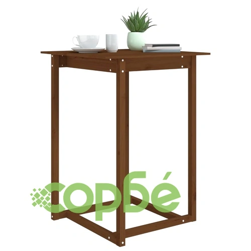 Бар маса, меденокафява, 80x80x110 см, борово дърво масив ➤ топ цена ➤ sorbe.bg