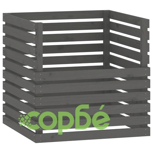 Компостер, сив, 80x80x78 см, борово дърво масив ➤ топ цена ➤ sorbe.bg