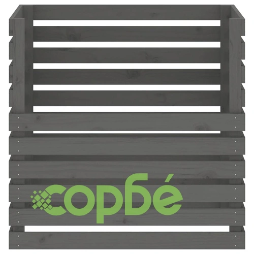 Компостер, сив, 80x80x78 см, борово дърво масив ➤ топ цена ➤ sorbe.bg