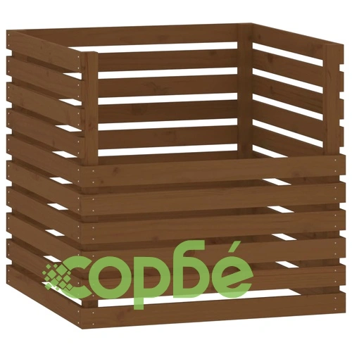 Компостер, меденокафяв, 80x80x78 см, борово дърво масив ➤ топ цена ➤ sorbe.bg