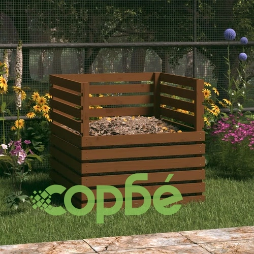 Компостер, меденокафяв, 80x80x78 см, борово дърво масив ➤ топ цена ➤ sorbe.bg