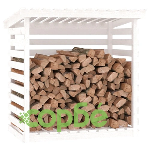 Поставка за дърва за огрев бяла 108x73x108 см масивно дърво бор ➤ топ цена ➤ sorbe.bg