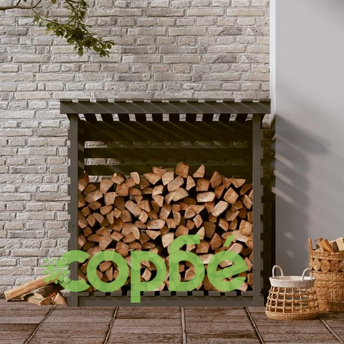 Поставка за дърва за огрев сива 108x73x108 см масивно дърво бор ➤ топ цена ➤ sorbe.bg