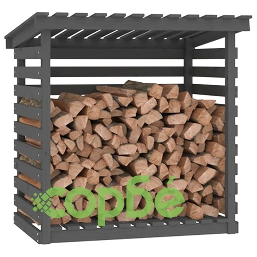 Поставка за дърва за огрев сива 108x73x108 см масивно дърво бор ➤ топ цена ➤ sorbe.bg
