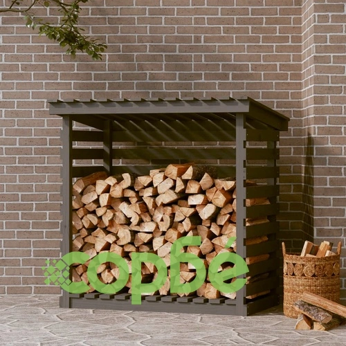Поставка за дърва за огрев сива 108x73x108 см масивно дърво бор ➤ топ цена ➤ sorbe.bg