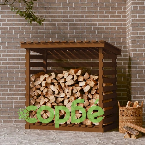 Поставка за дърва за огрев, сива, 108x73x108 см, бор масив ➤ топ цена ➤ sorbe.bg