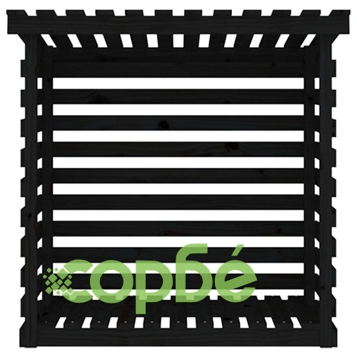 Поставка за дърва за огрев, черна, 108x73x108 см, бор масив ➤ топ цена ➤ sorbe.bg