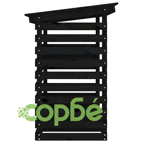 Поставка за дърва за огрев, черна, 108x73x108 см, бор масив ➤ топ цена ➤ sorbe.bg