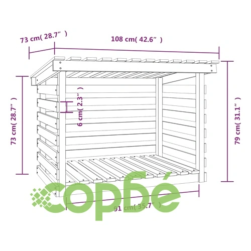 Поставка за дърва за огрев 108x73x79 см масивно дърво бор ➤ топ цена ➤ sorbe.bg