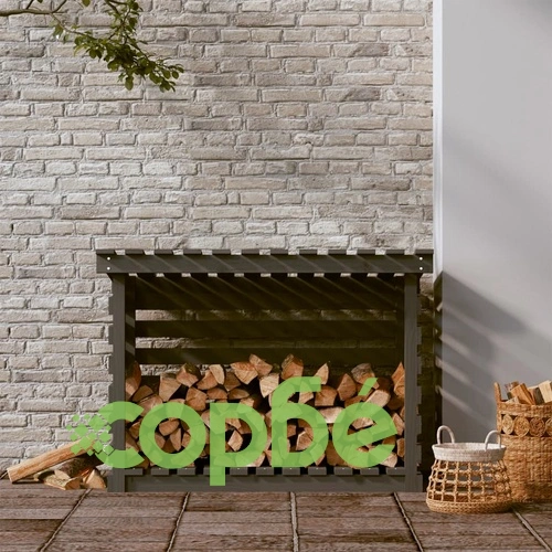 Поставка за дърва за огрев сива 108x73x79 см масивно дърво бор ➤ топ цена ➤ sorbe.bg