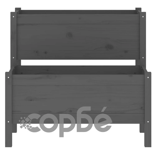 Плантер, сив, 84,5x84x75 см, борово дърво масив ➤ топ цена ➤ sorbe.bg