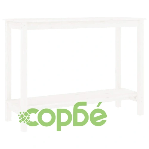 Конзолна маса бяла 110x40x80 см борово дърво масив ➤ топ цена ➤ sorbe.bg