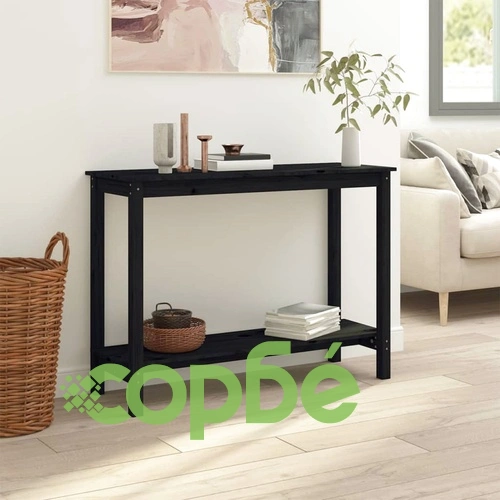 Конзолна маса черно 110x40x80 см борово дърво масив ➤ топ цена ➤ sorbe.bg