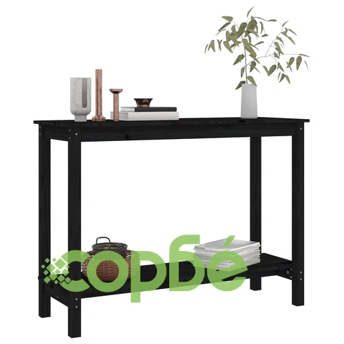 Конзолна маса черно 110x40x80 см борово дърво масив ➤ топ цена ➤ sorbe.bg