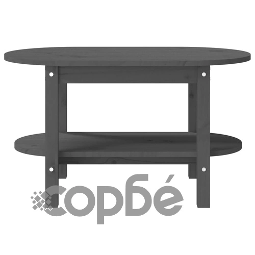 Кафе маса, сива, 80x45x45 см, борово дърво масив ➤ топ цена ➤ sorbe.bg
