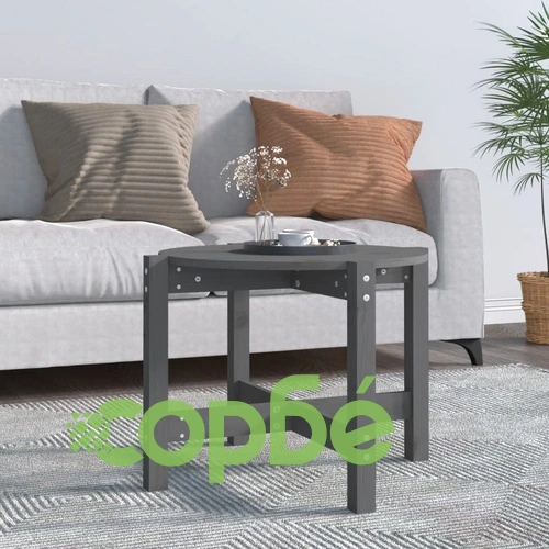 Кафе маса, сива, Ø 62,5x45 см, борово дърво масив ➤ топ цена ➤ sorbe.bg