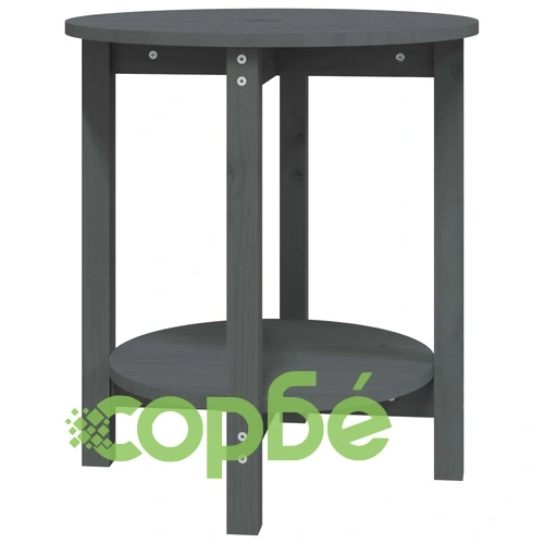 Кафе маса, сива, Ø 55x60 см, борово дърво масив ➤ топ цена ➤ sorbe.bg