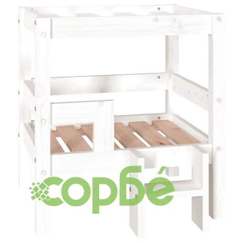 Кучешко легло, бяло, 55,5x53,5x60 см, борова дървесина масив ➤ топ цена ➤ sorbe.bg