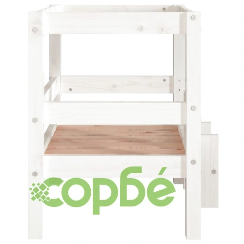 Кучешко легло, бяло, 55,5x53,5x60 см, борова дървесина масив ➤ топ цена ➤ sorbe.bg