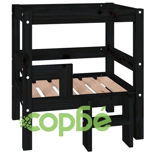 Кучешко легло, черно, 55,5x53,5x60 см, борова дървесина масив ➤ топ цена ➤ sorbe.bg