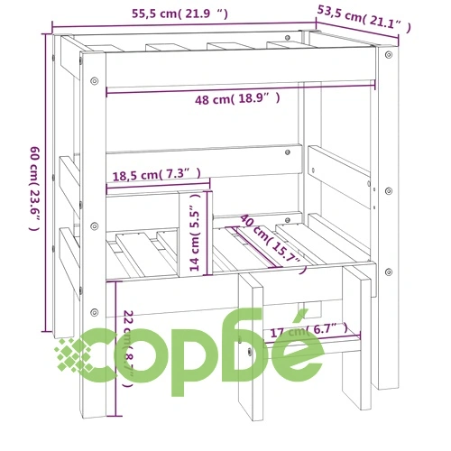 Кучешко легло, черно, 55,5x53,5x60 см, борова дървесина масив ➤ топ цена ➤ sorbe.bg