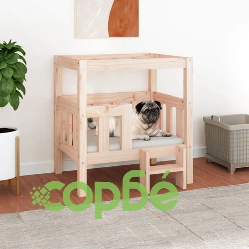 Кучешко легло, 65,5x50,5x70 см, борова дървесина масив ➤ топ цена ➤ sorbe.bg