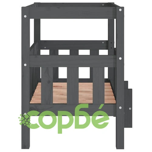 Кучешко легло, Сиво, 65,5x50,5x70 см, борова дървесина масив ➤ топ цена ➤ sorbe.bg