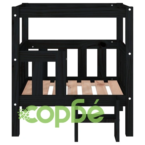 Кучешко легло, черно, 65,5x50,5x70 см, борова дървесина масив ➤ топ цена ➤ sorbe.bg